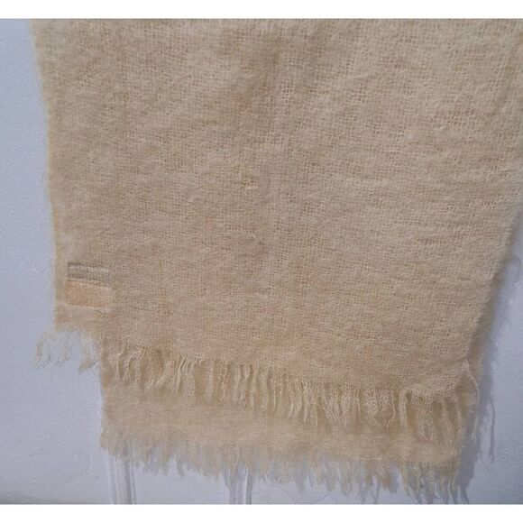 60's vintage OHRBACH WOMEN MOHAIR PILE WOOL beige scarf made SCOTLAND rectangle - Picture 4 of 7